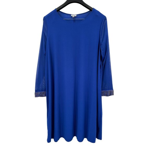 Avenue Dress Plus Size 22/24 Shift Slinky Sheer Long Sleeve Embellished Party - Picture 1 of 8
